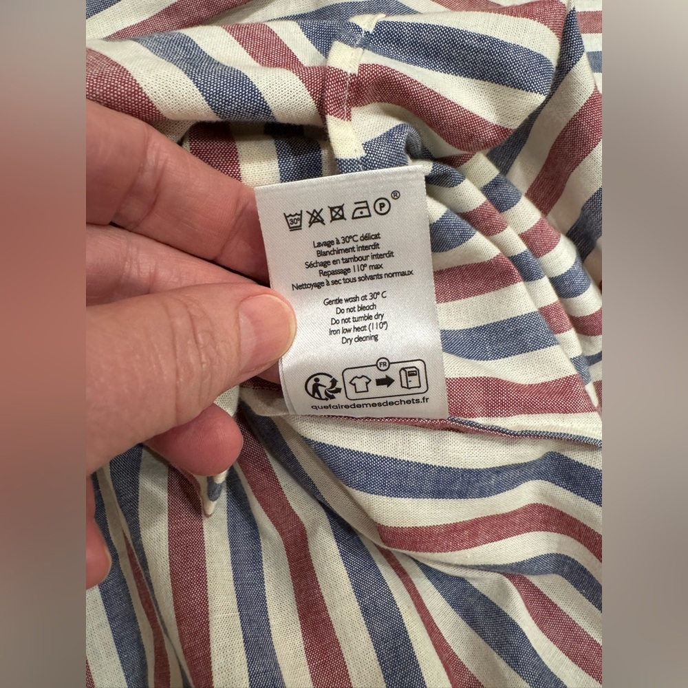 Sezane Striped Button-Down Shirt in Red, Blue, White - Picture 4 of 6